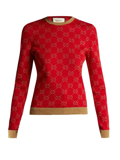 authentic gucci red|red gucci sweater women's.